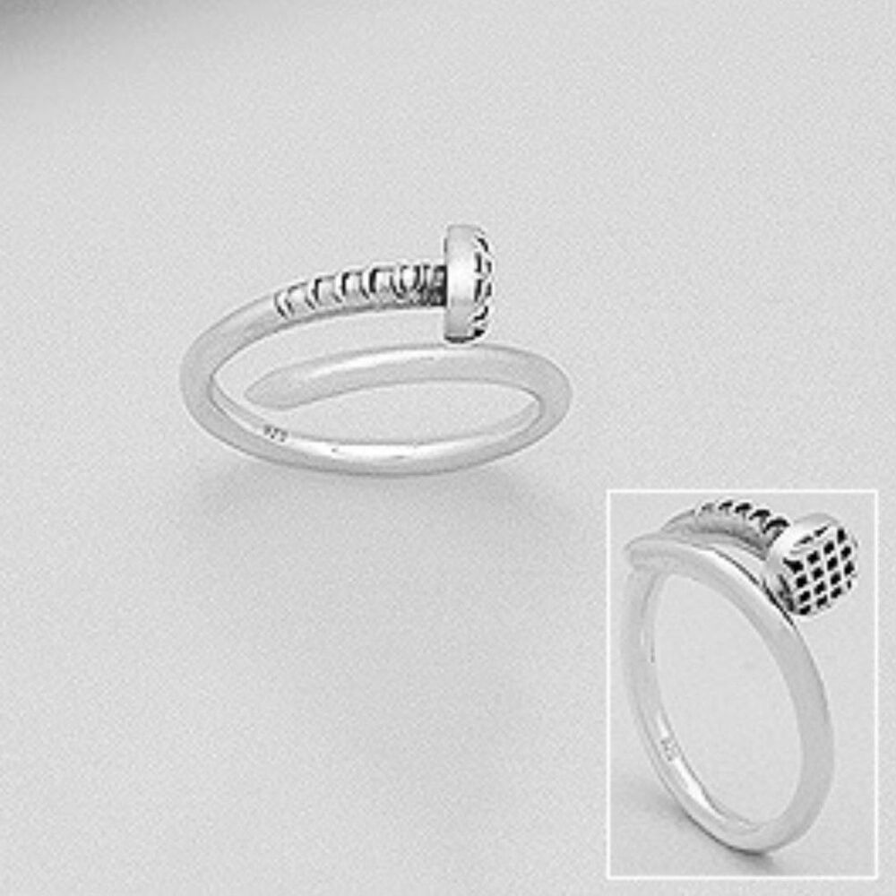Sterling Silver Nail Ring Size 8